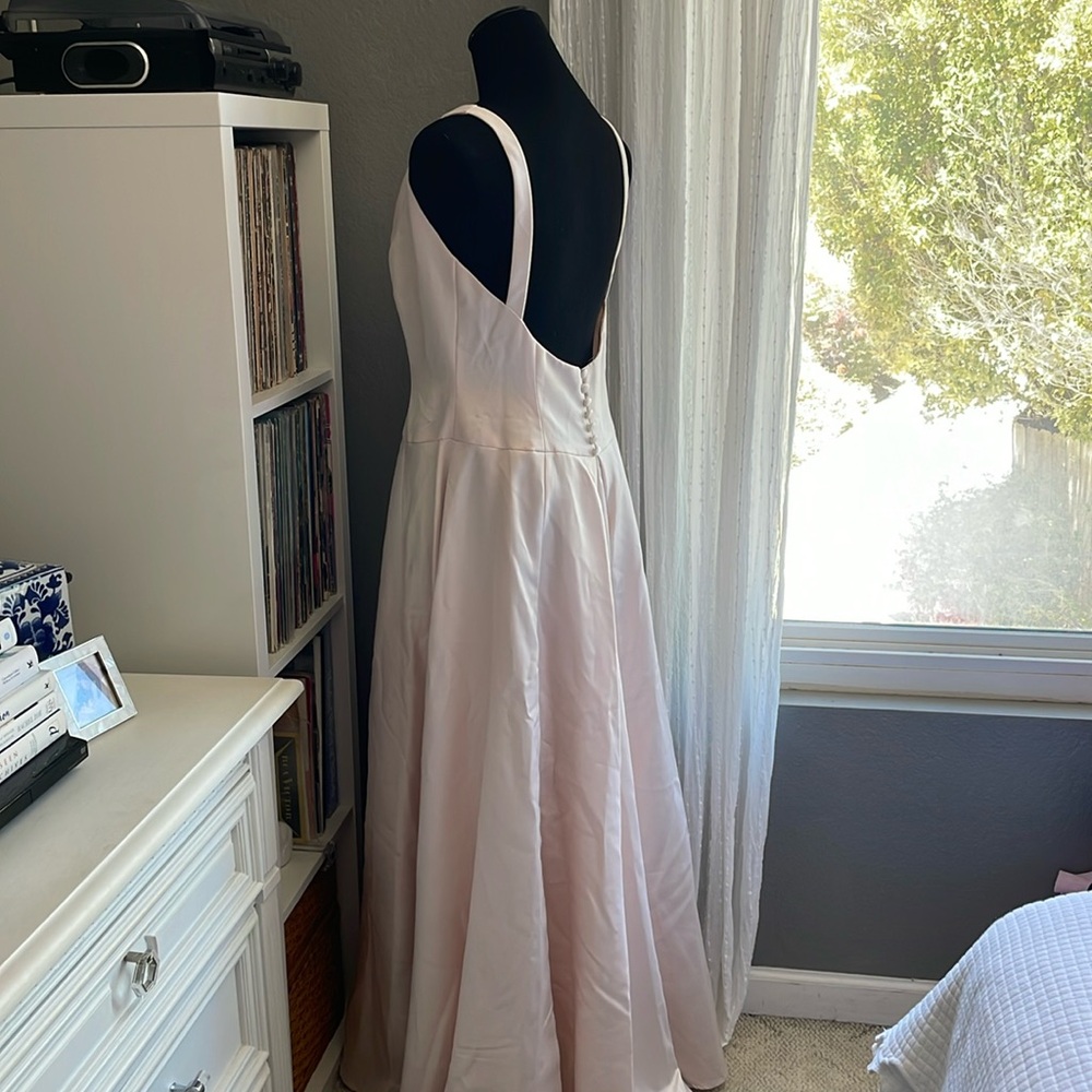 Low Back Pale Pink Prom Bridesmaid Dress, 12